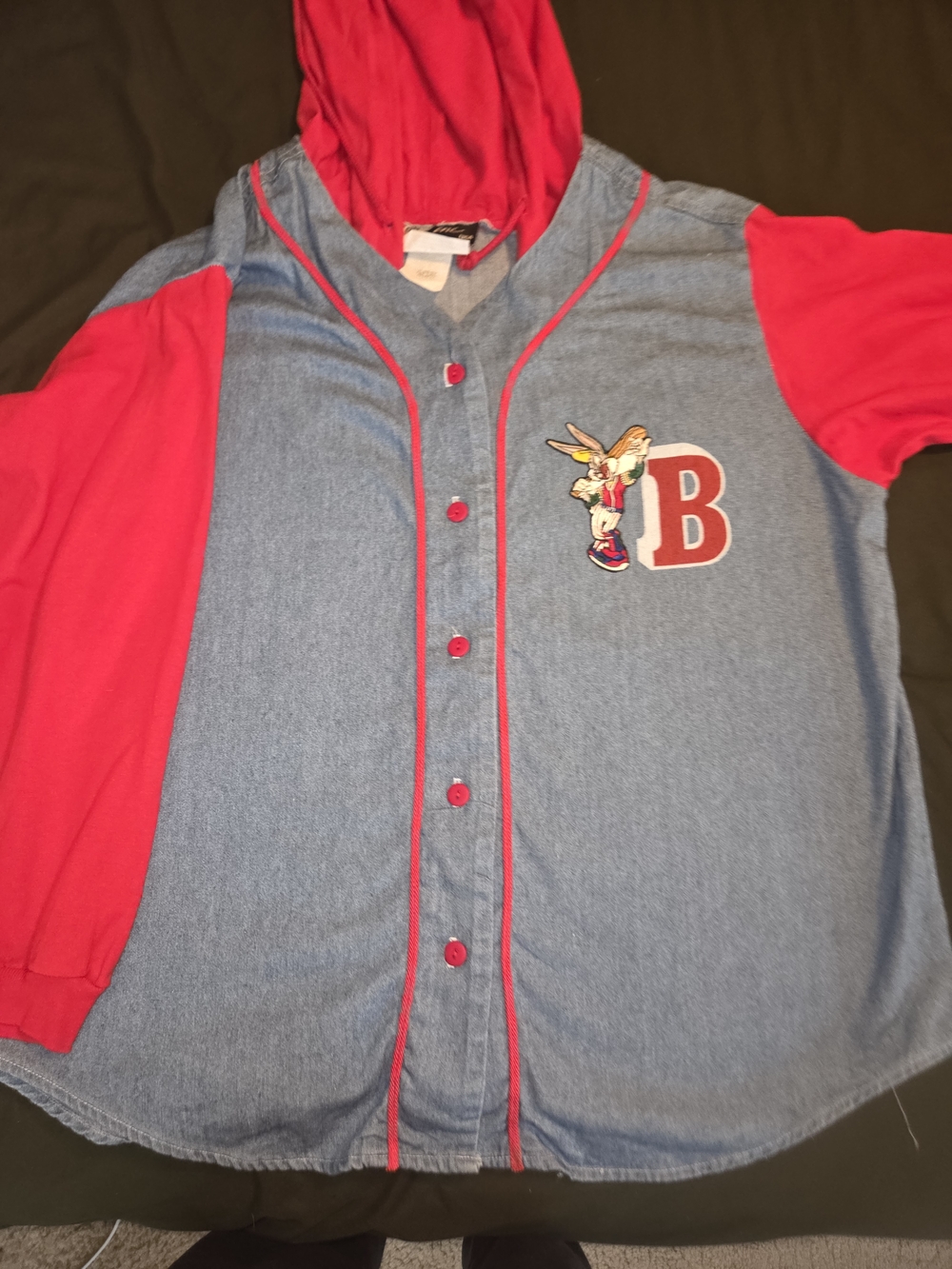 Vintage Top Line USA Bugs Bunny Demin Baseball-Styled Jersey 1990s